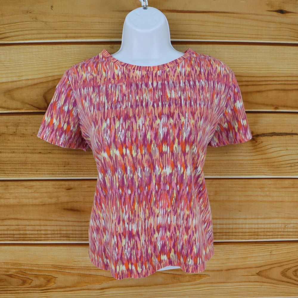 Studio Works The Studio T-Shirt Womens Size‎ PM Pink Geometric 100% Cotton Soft